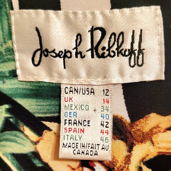 Joseph Ribkoff - Size 12 - Animal and Tropical Print - Faux Wrap Dress - Picture 5 of 11